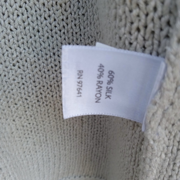 J. Jill Silk Blend Open Front Cardigan Size Large Thick Knit Gray 3/4 Sleeve - Picture 4 of 9